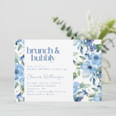 Elegante Boho Lichtblauwe Waterverf Brunch Bubble Kaart (Staand voorkant)