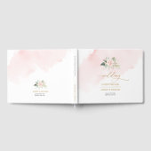 Elegante boho lichtroze rozen gouden bruiloft gastenboek (Volledig)