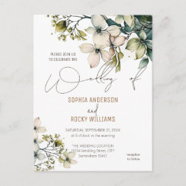 Elegante Boho Lieve Wilde Bloem Bloemrijke trouwka Feestdagenkaart