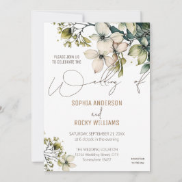 Elegante Boho Lieve Wilde Bloem Bloemrijke trouwka Feestdagenkaart