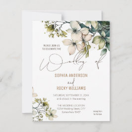 Elegante Boho Lieve Wilde Bloem Bloemrijke trouwka Feestdagenkaart