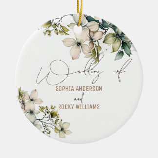 Elegante Boho Lieve Wilde Bloem Bloemrijke trouwka Keramisch Ornament