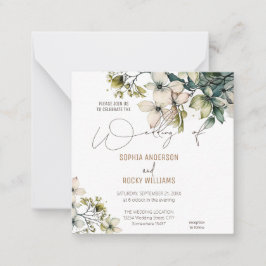 Elegante Boho Lieve Wilde Bloemen Bruiloftkaart Notitiekaartje