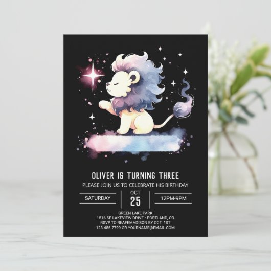 Elegante Boho Lion verjaardag Kaart (Staand voorkant)