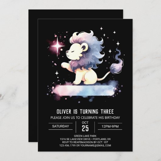 Elegante Boho Lion verjaardag Kaart (Voorkant / Achterkant)