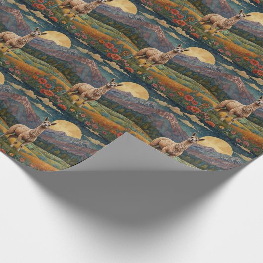 Elegante boho llama alpaca  landschap cadeaupapier (Hoek)