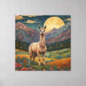 Elegante boho llama alpaca  landschap canvas afdruk (Voorkant)