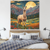 Elegante boho llama alpaca  landschap canvas afdruk (Insitu (Slaapkamer))