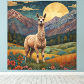 Elegante boho llama alpaca  landschap canvas afdruk (Insitu (Houten vloer))