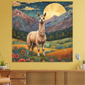 Elegante boho llama alpaca  landschap canvas afdruk (Insitu (Woonkamer))