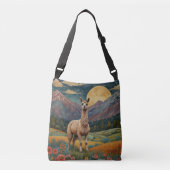 Elegante boho llama alpaca landschap crossbody tas (Voorkant)