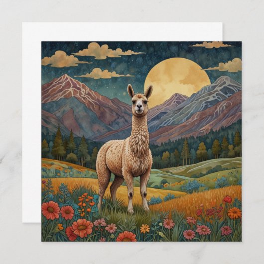 Elegante boho llama alpaca landschap kaart (Voorkant / Achterkant)