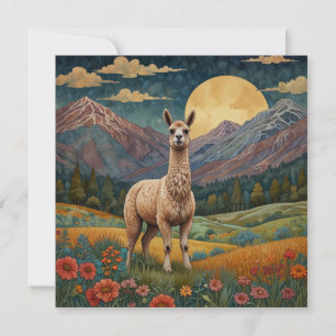Elegante boho llama alpaca landschap kaart