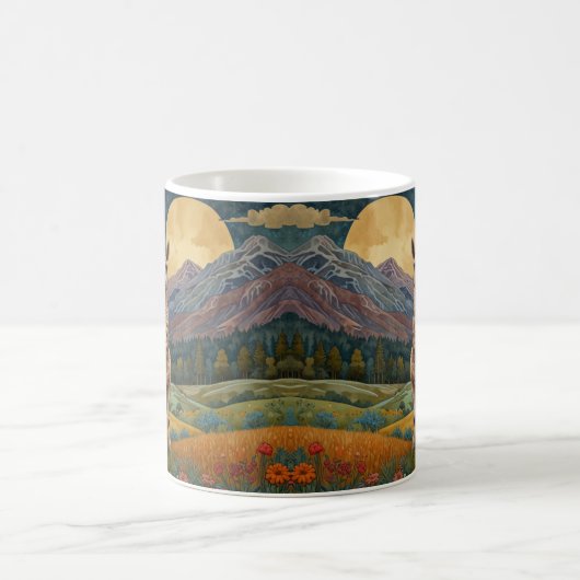 Elegante boho llama alpaca landschap koffiemok (Center)