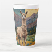 Elegante boho llama alpaca landschap latte mok (Voorkant)
