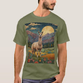 Elegante boho llama alpaca landschap t-shirt (Voorkant)