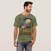 Elegante boho llama alpaca landschap t-shirt (Voorkant volledig)