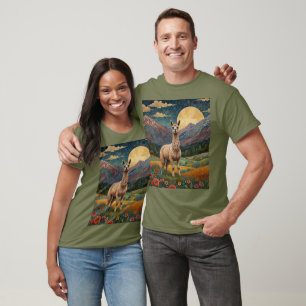 Elegante boho llama alpaca landschap t-shirt