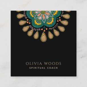 Elegante Boho Mandala Bloemrijke Spirituele Coach Vierkante Visitekaartje