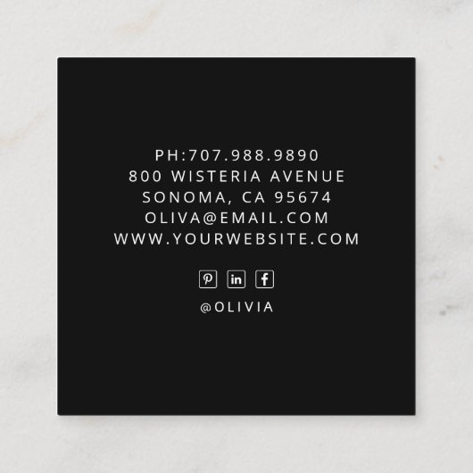 Elegante Boho Mandala Floral Spiritueel Coach Vierkante Visitekaartje (Achterkant)