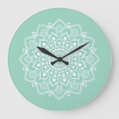 Elegante Boho Mandala Grote Klok (Voorkant)