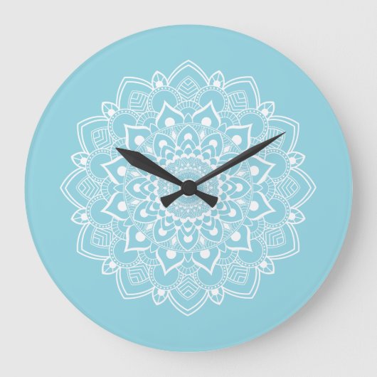 Elegante Boho Mandala Grote Klok (Voorkant)