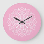 Elegante Boho Mandala Grote Klok (Voorkant)