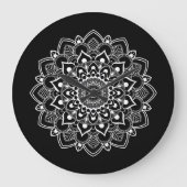 Elegante Boho Mandala Grote Klok (Voorkant)