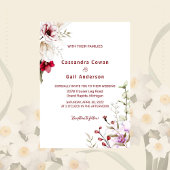 Elegante Boho Maroon Bloem Bruiloft Uitnodiging