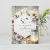 Elegante Boho Mason Jar bruiloft Save The Date (Staand voorkant)