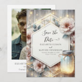 Elegante Boho Mason Jar bruiloft Save The Date (Voorkant / Achterkant)