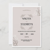 Elegante Boho Minimalistische Bloemige Trouwuitnod Kaart (Voorkant)