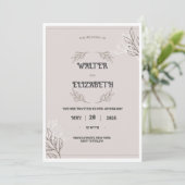 Elegante Boho Minimalistische Bloemige Trouwuitnod Kaart (Staand voorkant)