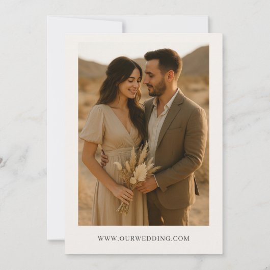 Elegante Boho minimalistische foto bruiloft Kaart (Achterkant)