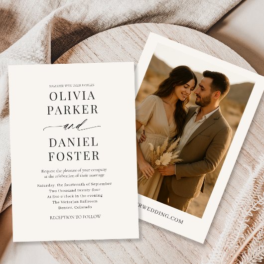 Elegante Boho minimalistische foto bruiloft Kaart