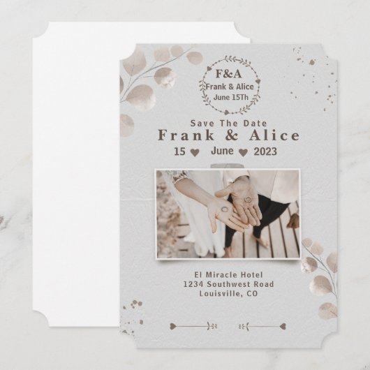 Elegante Boho Moderne Bewaar de datum  Save The Date (Voorkant / Achterkant)