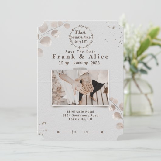 Elegante Boho Moderne Save the date  (Staand voorkant)