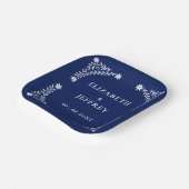 Elegante Boho Navy Bloemen Bruiloft Papieren Bordje (Gebogen)
