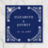 Elegante Boho Navy bloemenbruiloft Bedankjes Labels (Voorkant)