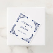 Elegante Boho Navy bloemenbruiloft Bedankjes Labels (In situ)