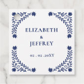 Elegante Boho Navy bloemenbruiloft Bedankjes Labels (Voorkant)