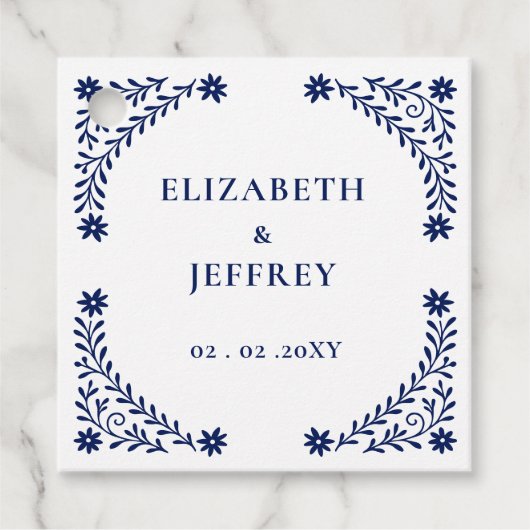 Elegante Boho Navy bloemenbruiloft Bedankjes Labels (Voorkant)