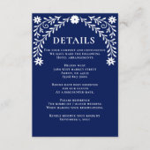 Elegante Boho Navy bloemenbruiloft Informatiekaartje (Voorkant)