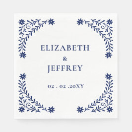 Elegante Boho Navy bloemenbruiloft Servet