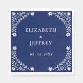 Elegante Boho Navy bloemenbruiloft Servet (Voorkant)