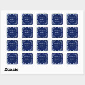 Elegante Boho Navy bloemenbruiloft Vierkante Sticker (Vel)