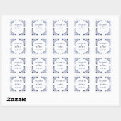 Elegante Boho Navy Bloemige Bruiloft  Vierkante Sticker (Vel)