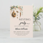 Elegante Boho Nesting Party Vogel Baby Shower Kaart (Staand voorkant)