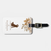 Elegante Boho Neutraal Bloemen Trouwpaar Reizen Bagagelabel (Voorkant horizontaal)
