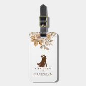 Elegante Boho Neutraal Bloemen Trouwpaar Reizen Bagagelabel (Voorkant verticaal)